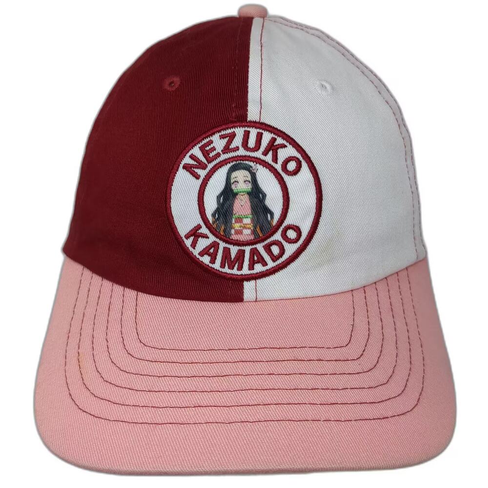 CultureFly Demon Slayer Nezuko Kamado Baseball Cap Red White Slideback Hat OS